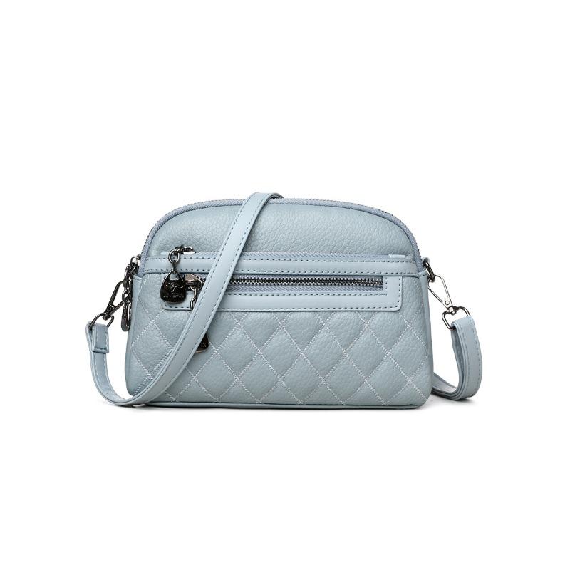 Textured rhombus embroidery thread simple soft leather medium mother small square bag new fashionable versatile shoulder messenger bag
