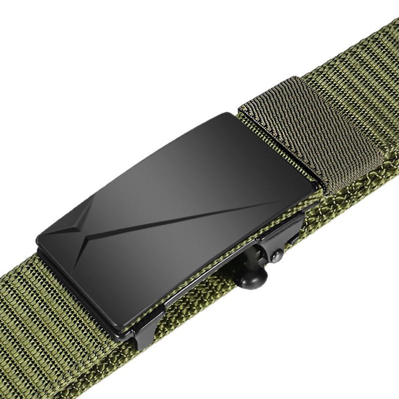 Men's Nylon Automatic Buckle Belt - Fashionable Woven Canvas Waistband for Youth