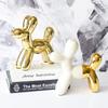 Ceramic Cute Balloon Dog Statue, Animal Sculpture, Home Decoration, Saving Pot for Indoor Office Decor, Gold Standing Craft