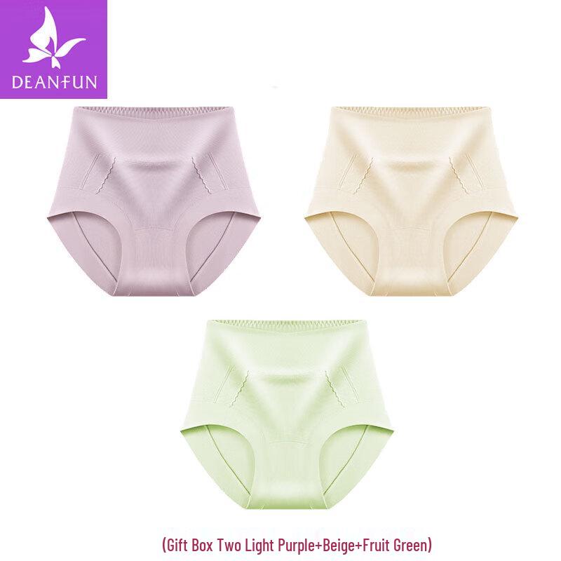 Deanfun Women's Antibacterial Pure Cotton High-Waist Tummy Control Briefs 3-Pack