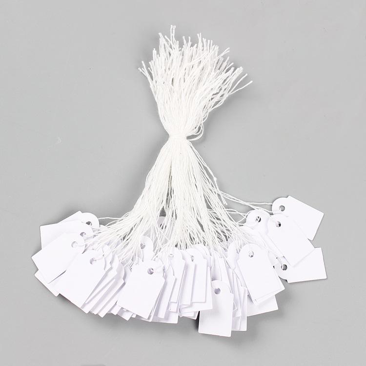 500-Pack Jewelry Paper Cards: Blank Cotton Thread Hang Tags for Handwriting and Pricing