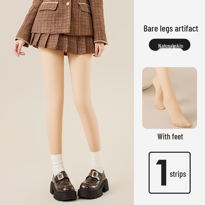 Sammet Nude Feel Hudfärgade Leggings för Kvinnor - Höst/Vinter Förtjockade Strumbyxor