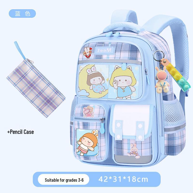 2025 Plaid Backpack: Large Capacity School Bag for Elementary to Junior High Students