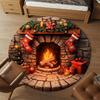 1 Stück Weihnachten Kamin Büro Runder Teppich, Unter Bürostühlen Schlafzimmer Wohnzimmer Heimdekoration, Teppich für Büro, -1110188