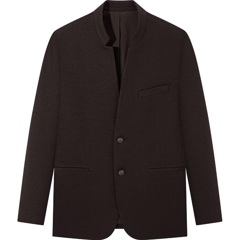 SEVEN Men's Lamb Wool Blend Mandarin Collar Suit Jacket