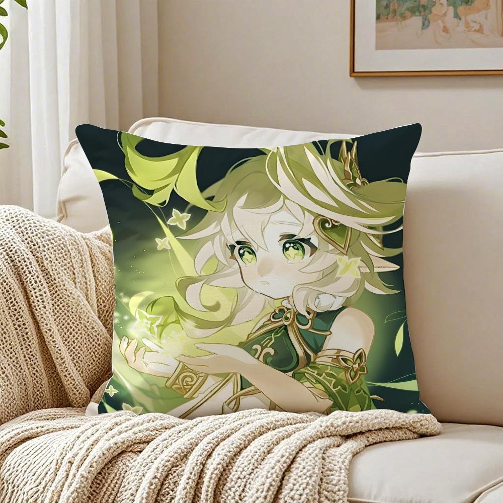 NNahida GGenshin IImpact anime game Cushion Cover Linen Minimalist Soft for Sofa Bed Home Room Decor