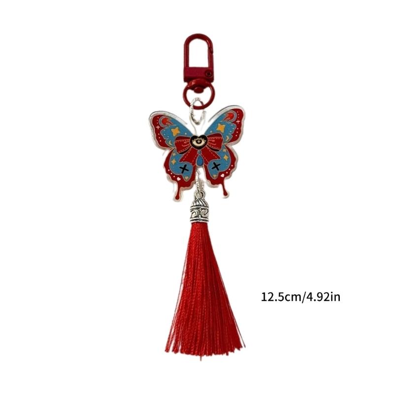 Fashion Butterfly Keychain Vintage Tassels Phone Chain Car Keys Holder Charm