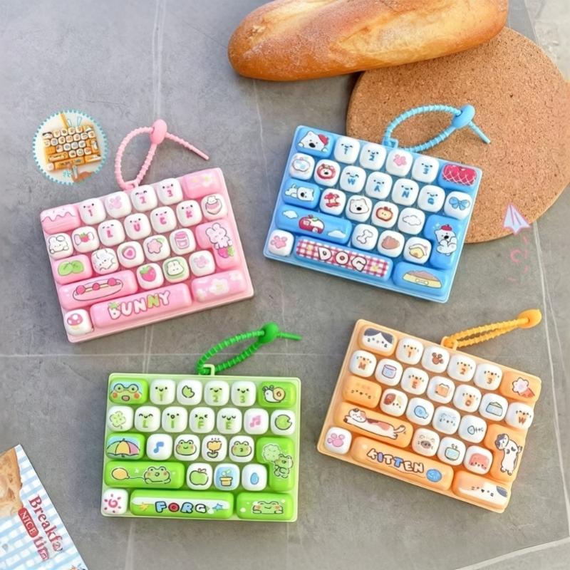 Cute Cartoon 6‑Key Simulated Keyboard Decompression Toy Pendant Creative Bag Ornament Accessory For Students Holiday Gift