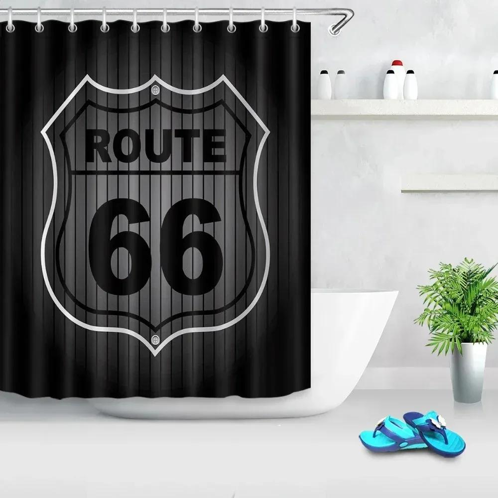 Car Travel Through America Retro Trip Sexy Girl Shower Curtain Set Route 66 Bathroom Fabric Curtains For Bathtub Decor With Hook