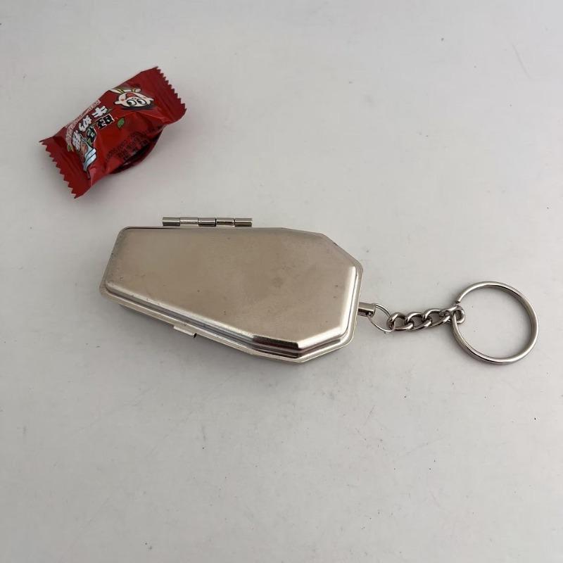 Mini Casket Ashtray with Keychain Stylish Windproof Metal Cool Ashtray Portable Coffin Car Keychain Ash Organizer for Camping