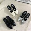 Coarse heel French half slippers silver bag head slippers women's shoes autumn and winter small fragrant Mary Jane single shoes new Chinese shoes
