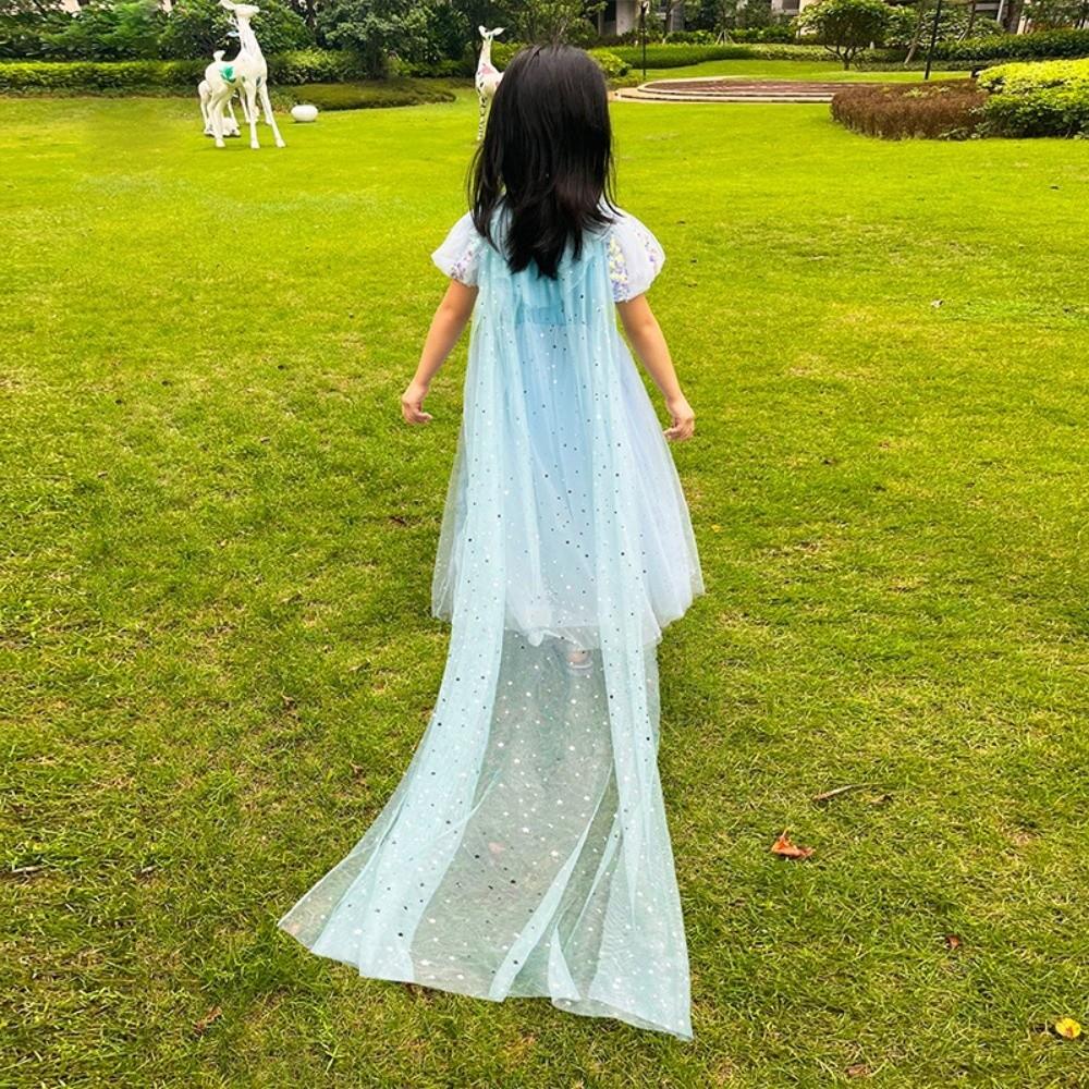 

Sequins Girls Princess Cape Cute Elegant Dress Cape New Children Costume Cloak Carnival Party світло-синій колір