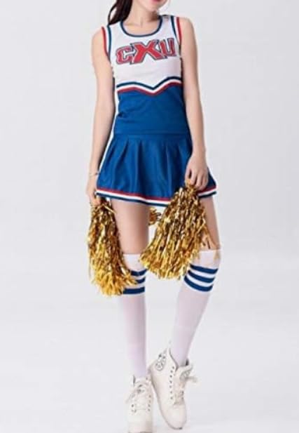 [Anfang] Miniskirt Cheerleader Cosplay Costume (Blue, XXXL)