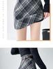 Women's High Waist Plaid Wool A-Line Skirt - Retro Style for Spring and Autumn