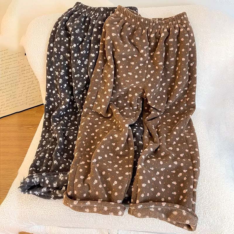 Pants for Women Elastic High Waist Long Trousers Plus Size Thickened Stretchy Versatile Casual Wide Leg Sleep Pants