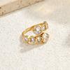 Salircon 5 Styles Exquisite Luxury Stainless Steel Zircon PVD18K Gold Color Plated Open Rings Women Fashion Jewelry Waterproof