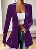 Women Velvet Long Sleeve Cardigan Open Front Casual Loose Fit Solid Color Coat with Button Detail