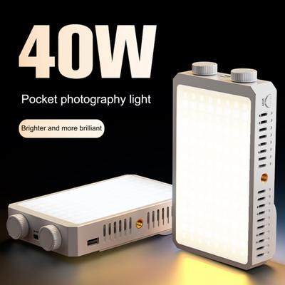 Luz de Relleno LED para Cámara de 40W con Trípode Portátil Ligero Batería Recargable de 4400mAh Rosca Ajustable de 1/4 de Pulgada Filmación de Video Fotografía Lámpara de Relleno de Mano