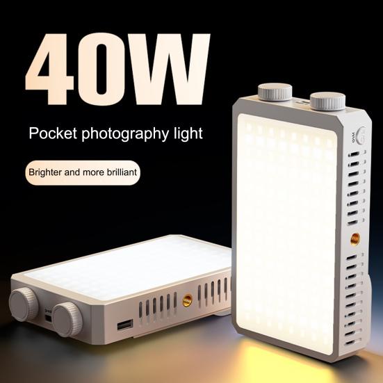 40W LED Camera Fill Light with Tripod Portable Lightweight 4400mAh Rechargeable Adjustable 1/4-Inch Thread Video Shoot Photography Handheld Fill Lamp