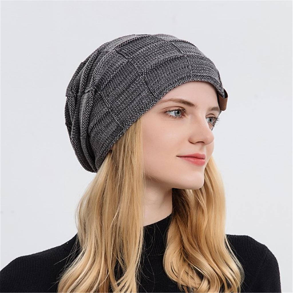 Winter Teenagers Beanie Hat Slouchy Plush Liner Hat Checkered Pattern Hat Adult Winter Shopping Taking Photo Supplies