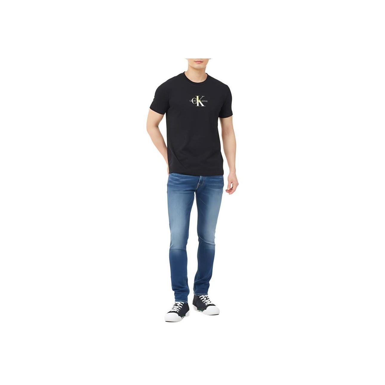 

Calvin Klein Logo Print Casual Crew Neck Short Sleeve T-Shirt Men T-Shirts Black J318108-BEH L
