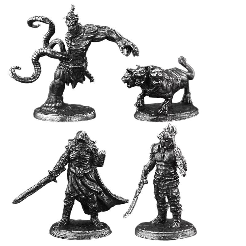 White Brass Demon Warrior Miniatures | Metal Figurines Tabletop War Game Chess Pieces Collection Gift