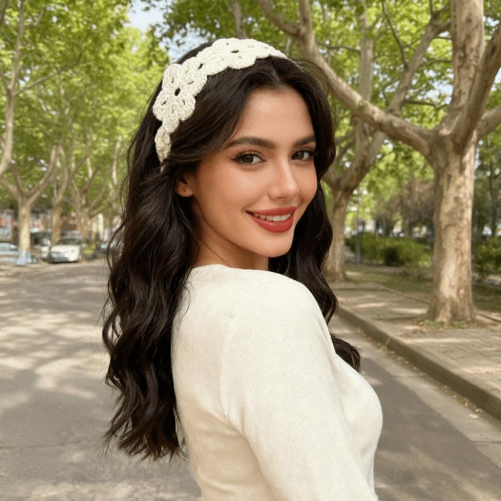 Floral Crochet Flower Hair Band Retro Women Hair Scarf Knitted Headband Girl Hair Accessories