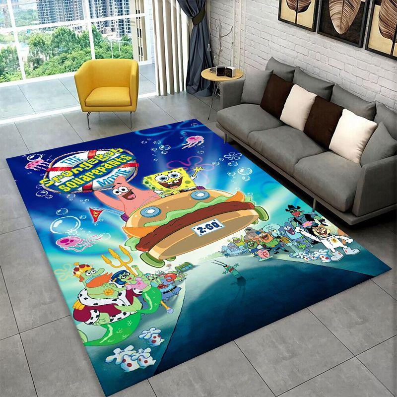 Cute S-SpongeBob Cartoon Non-Slip Area Rug for Living Room,Bedroom,Playroom,Soft Carpet Floor Mat Home Decor Rug Kids Room Gift