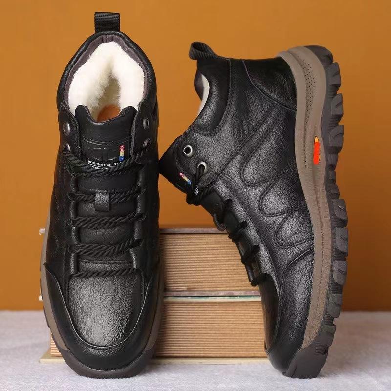 

Men s snow boots winter with plush and thick winter insulation casual high top leather shoes Comfortable Fashionable Daily Wear Footwear for Men Wom 40