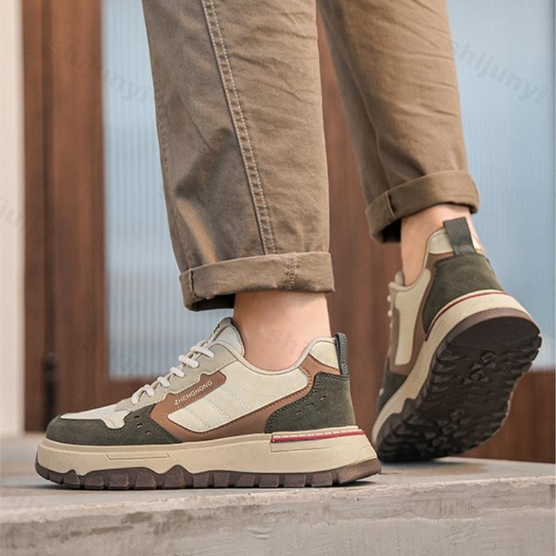 Vintage Herren Plateausneaker Frühling Herbst Neue Höhe Erhöhend Bequem Board Schuhe Outdoor Rutschfest Schnürung Freizeit Schuhe