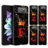 Marble Letter Hard PC Phone Case For Samsung Galaxy Z Flip 7 6 5 4 Black Cover For Galaxy Z Flip 3 Foldable Fundas Shell Capas