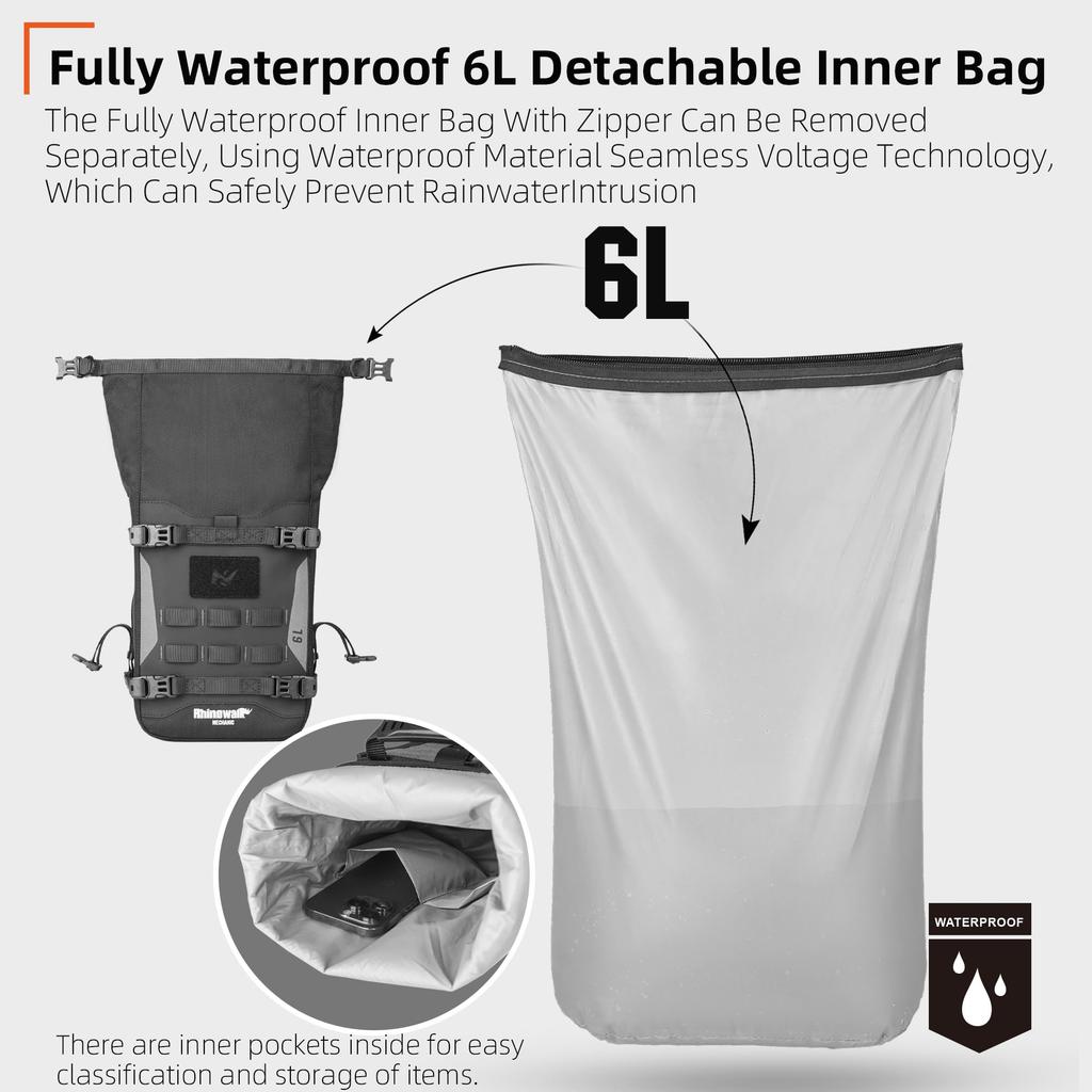 Rhinowalk Motorcycle Front Bumper Bag + Waterproof Side Bags + Saddle Panniers + Tail Bag MOLLE System Compatible Motor Accessories (Black)