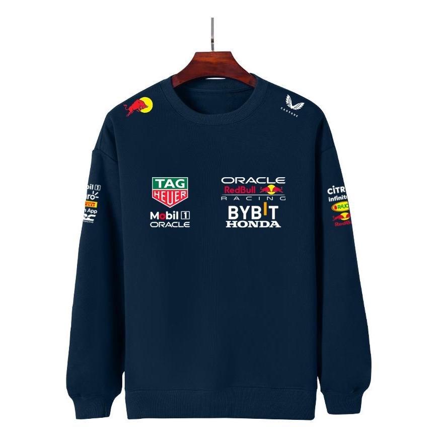 Men Women Thicken Autumn and Winter F1 Red Bull Racing Print Crewneck Sweatshirt Casual Loose Long Sleeve Pullover Sport Streetwear