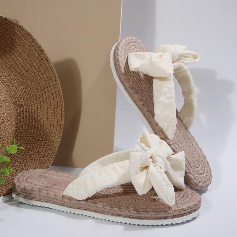 Fashion Summer Ladies Slippers 2025 High Quality Versatile Fashion Women's Shoes Casual Bow Open Toe Flat Slippers Flip Flops Women