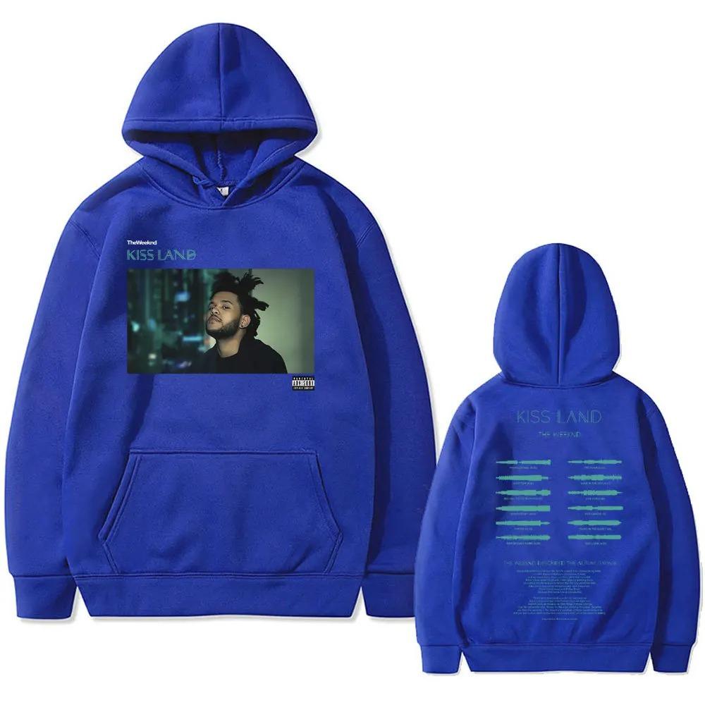 Fashion Streetwear Sportwear Weeknd Kiss Land Double Sided print men‘s Autumn fleece Hoodie Long Sleeve clothes