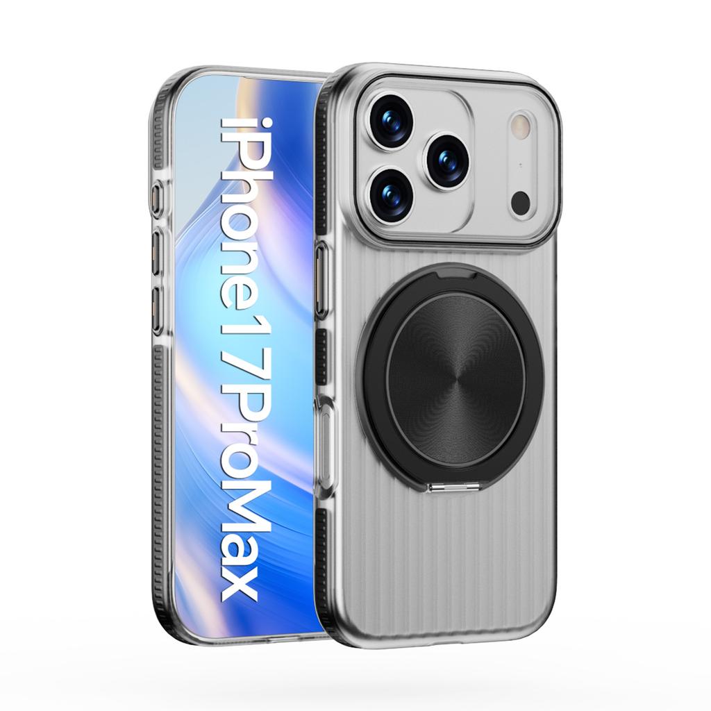 Luxury Rotating Magnetic Stand MagSafe Case for iPhone 17 16 15 14 13 12 Pro Max 17Air 17Pro 16e Metal Button Ripple Shape Cover