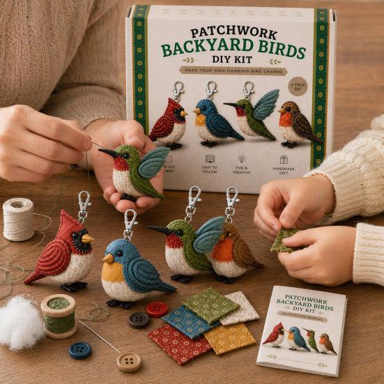 DIY Patchwork Animal Keychain Kit, Handmade Bird Pet Farm Forest Animal Key Ring, Handcrafted Keychain Art Crafts for Kids Adults