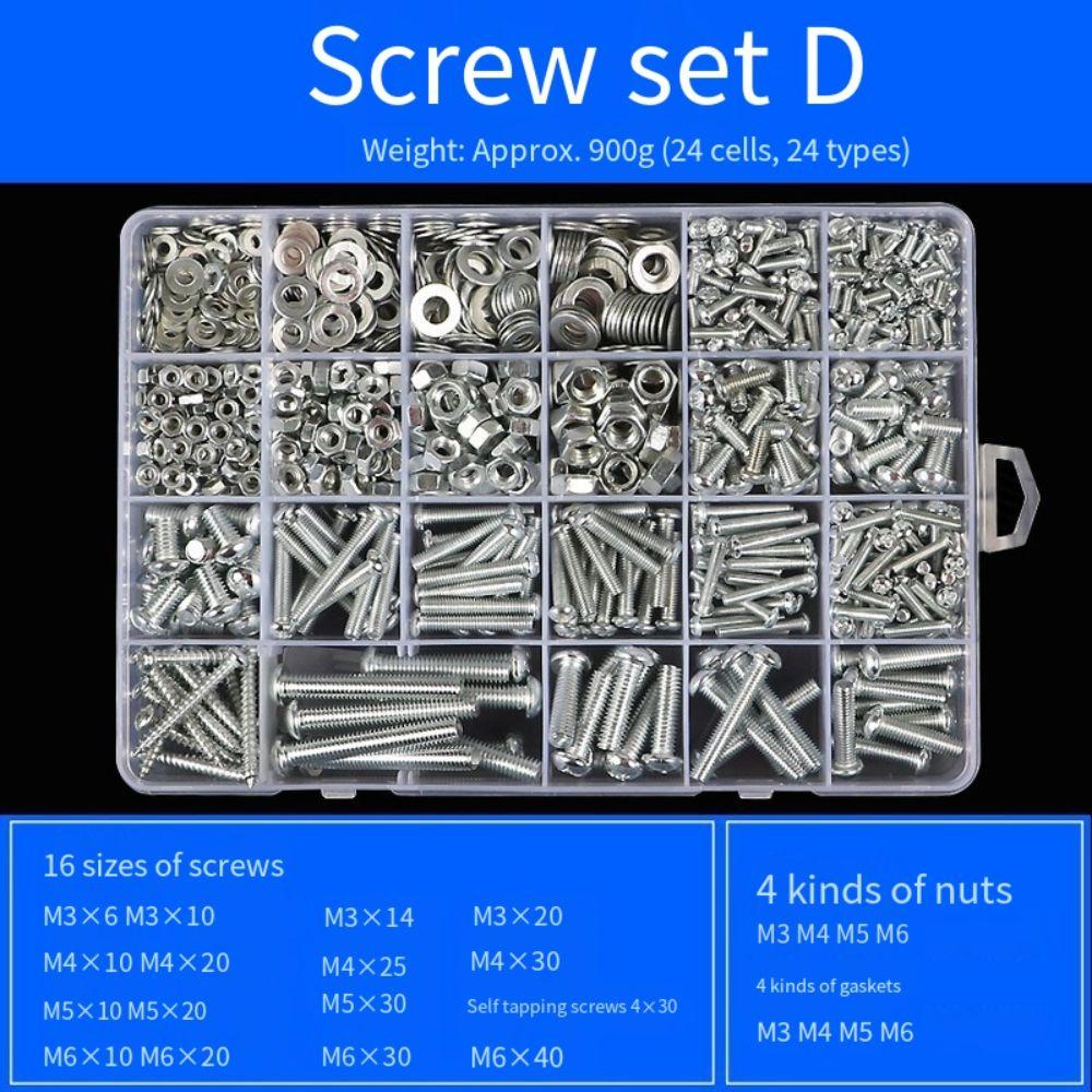 Round Head Cross Screw Screws Nuts Bolts Gaskets Kits Allen Screw Bolt Nut Washer Set Home