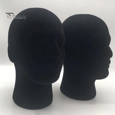 Cabeça de peruca de espuma preta, manequim masculino alto, suporte de exibição de peças de cabelo, chapéus, óculos de sol, fone de ouvido, suporte de chapéu, cosméticos, modelo, adereço de cabeça