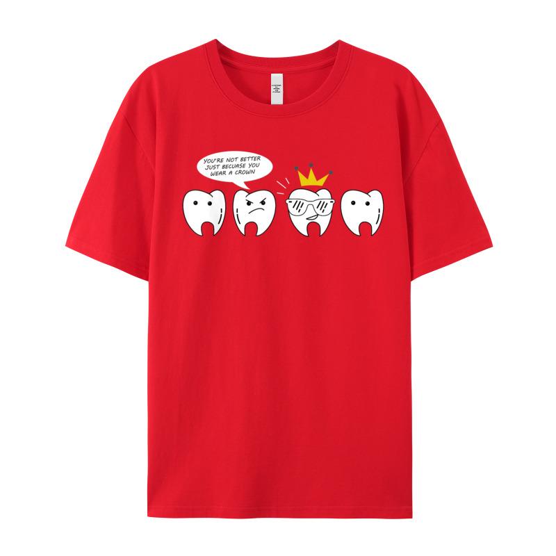 Funny Tooth Shirt For Dentist Crewneck Tshirt Father Day Party Tees Short Sleeve Hip Hop 100 Cotton Tops T Shirt Female