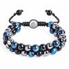 Men's Double-Layer Blue Tiger Eye & Black Agate Magnet Bracelet