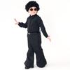 Kids Boys Retro 70s Disco Sequins Singer Model Show Top Pants Wig Set Children Halloween Cosplay Costumes Role Play Outfit