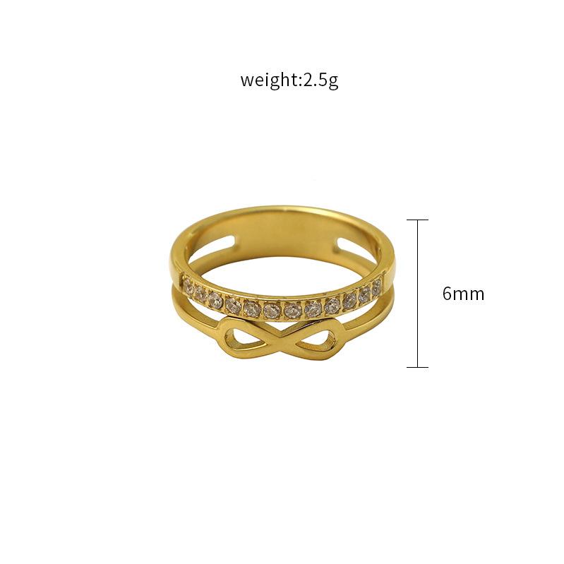 Японский стиль, свежий, ювелирные изделия, женское, материал 316, цифра 8, символ бесконечности, золотое кольцо no. 5