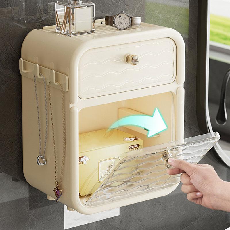 Non-perforated Toilet Tissue Box Waterproof Creative Wall-mounted Toilet Paper Drawer Box Roll Carton Shelf Drawer Storage Box