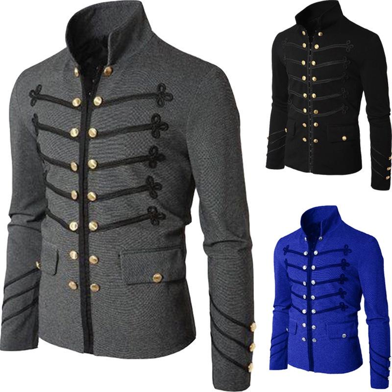 Double Mens Breasted Medieval Cosplay Jacket Steampunk Gothic Coat Victorian