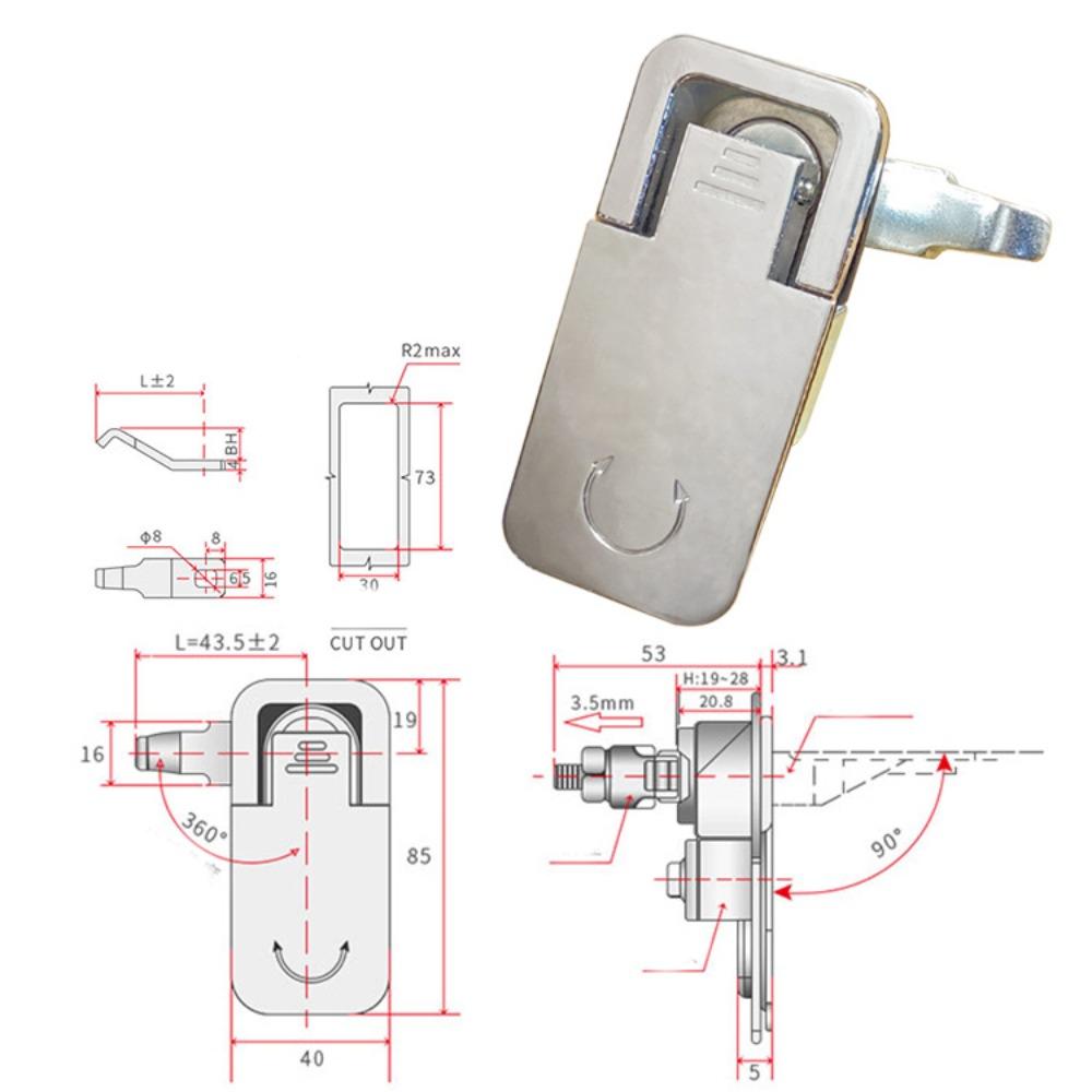 with Keys Distribution Box Lock Zinc Alloy Cabinet Lock RV Compartment Latch  Hardware Lock