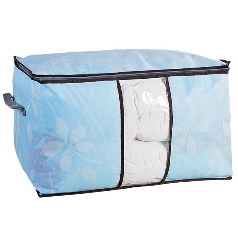Visual Non-woven Leaf Printing Storage Bag for Blanket Clothes Quilt Laundry Organize