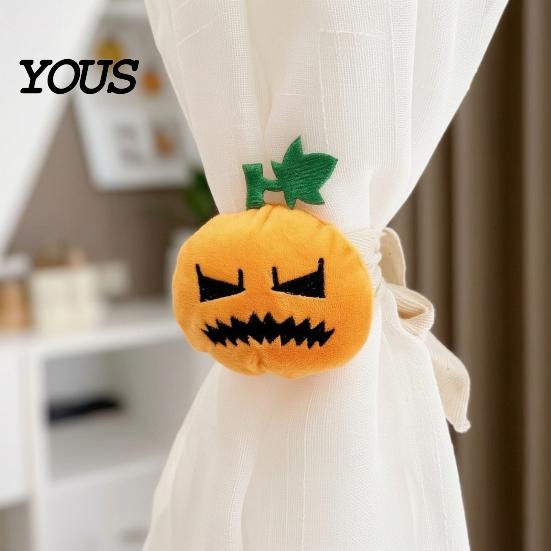 Halloween Decor Curtain Tieback Pumpkin Tieback, Plush Fabric Strap Holiday Holder Holder, Decorative Draperies Holdback for Home Party