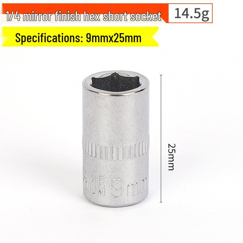 1/4" Chrom-Vanadium-Stahl Sechskant-Steckschlüsselsatz mit verlängertem Schlüssel und Sechskantkopf