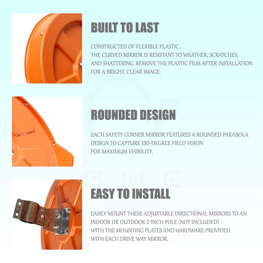 45/ 60/ 75CM Road Safety Wide Angle Corner Mirror Outdoor Polycabonate Traffic Safety Convex Mirror